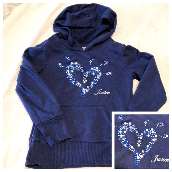 Justice Other - Girl’s Justice Navy Jeweled Hoodie